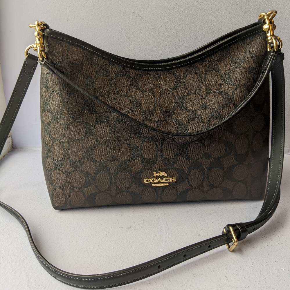 Coach Black and Brown Signature Shoulder Bag